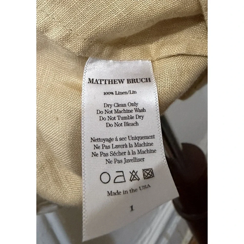 Matthew Bruch Colorblock Halter Linen Mini Dress‎ White Beige Size Small